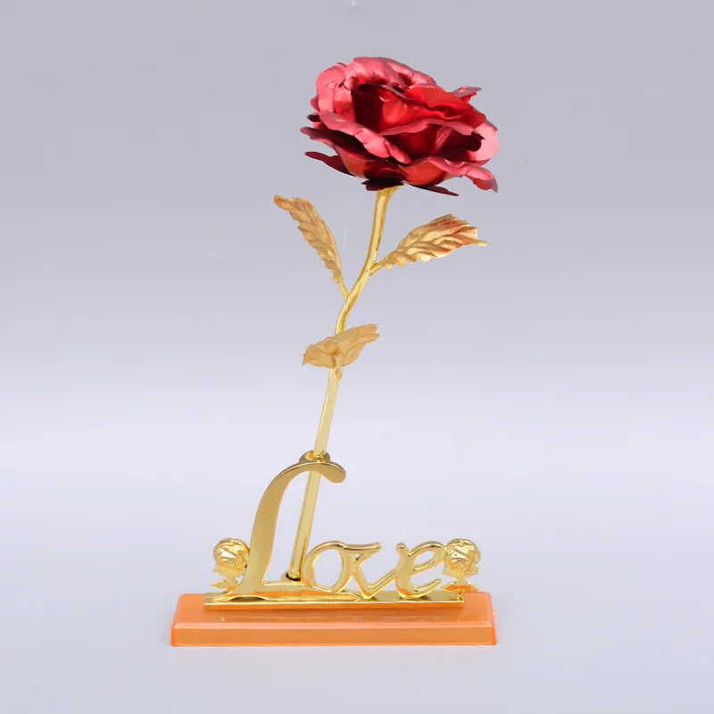 24K Plated Gold Rose Artificial Flower 24K Foil Rose Galaxy Box Birthday Valentine Mother's Day Christmas Creative Gift