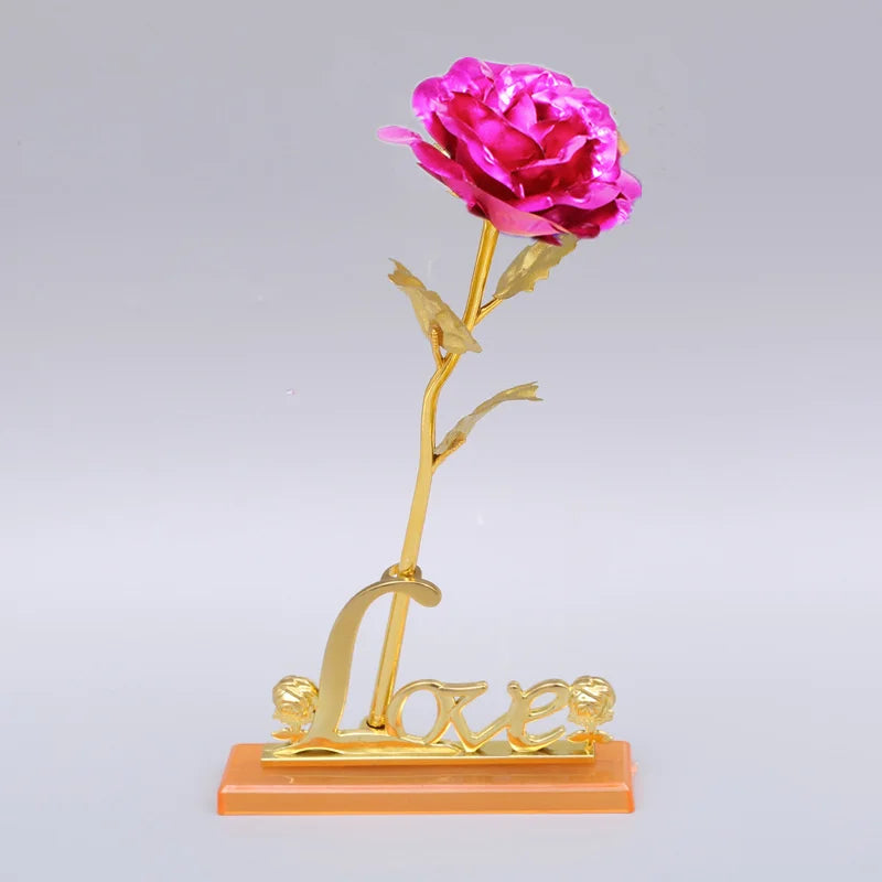 24K Plated Gold Rose Artificial Flower 24K Foil Rose Galaxy Box Birthday Valentine Mother's Day Christmas Creative Gift