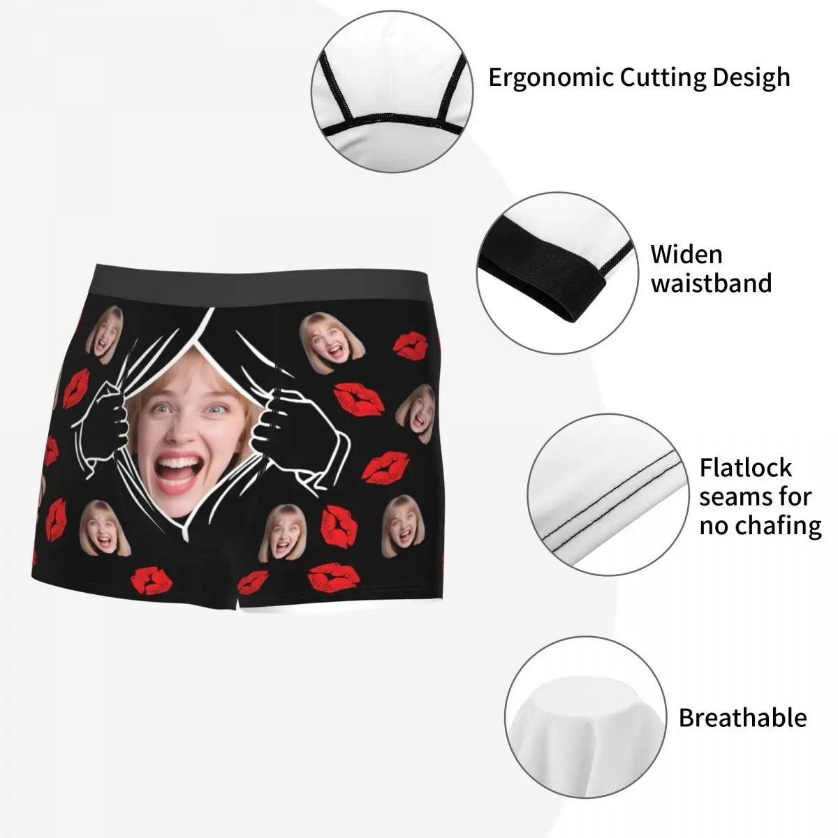 Personalized Custom Underwear Photo Face Customized Boxer Briefs Shorts Panties Soft Underpants For Husband Valentine's Day Gift