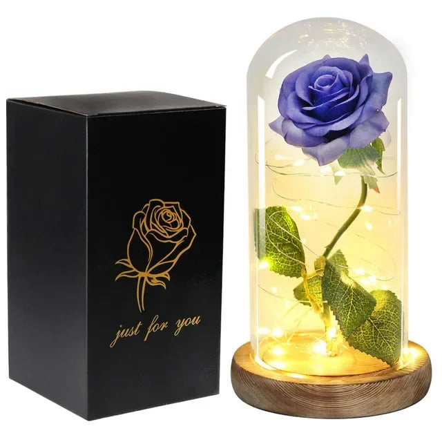 Acrylic Dome Eternal Rose Artificial Flowers Beauty and The Beast Inspired Gift for Valentine Wedding Birthday Home Decor