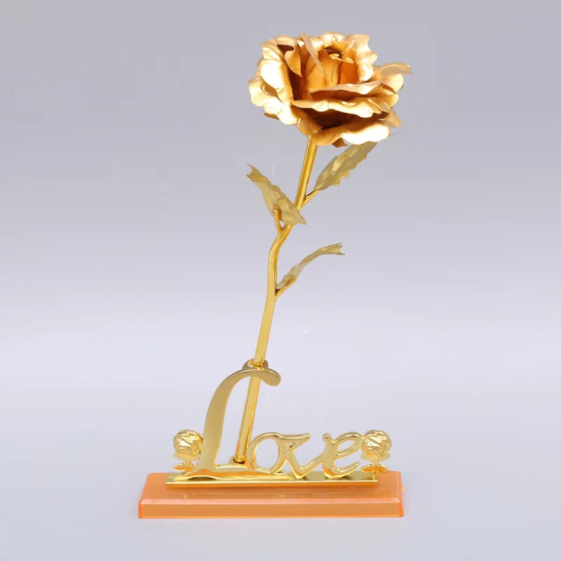 24K Plated Gold Rose Artificial Flower 24K Foil Rose Galaxy Box Birthday Valentine Mother's Day Christmas Creative Gift
